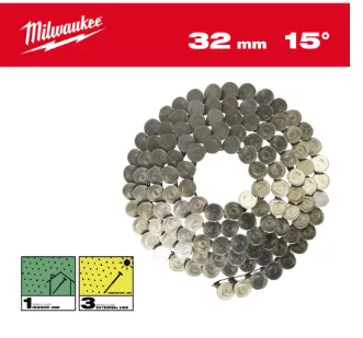 [4932499313] Milwaukee Clous à tambour à poignée annulaire Galvanisés à anneaux 15° Tête ronde 3,05x32mm 2160 pièces