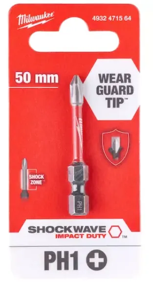 [4932471564] Milwaukee Embouts de vissage SHOCKWAVE PH1 50 mm