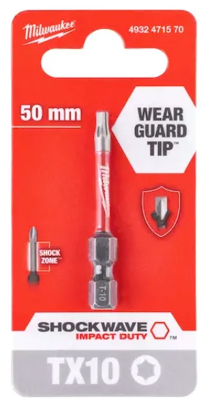 Embouts de vissage SHOCKWAVE TX10 50 mm
