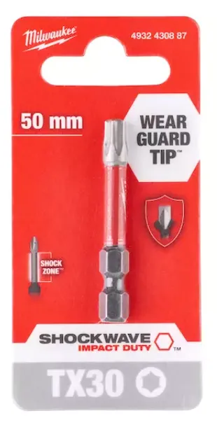 [4932430887] Milwaukee Embouts de vissage SHOCKWAVE TX30 50 mm