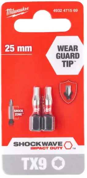 [4932471569] Embouts de vissage SHOCKWAVE TX9 25 mm (2 piéces)