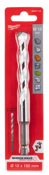 [4932471110] Milwaukee Foret multi-matériaux SHOCKWAVE 12x150 mm