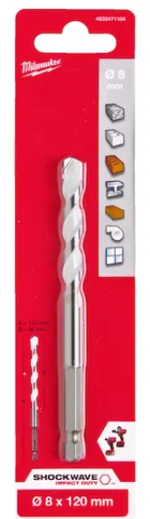 [4932471104] Milwaukee Foret multi-matériaux SHOCKWAVE 8x120 mm
