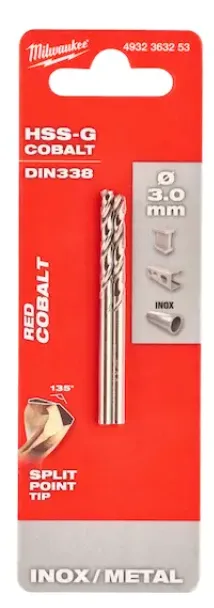 [4932363253] Milwaukee Foret à métaux HSS-G Cobalt 3 x 61 mm (2 pièces)