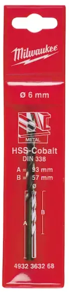 [4932363268] Milwaukee Foret à métaux HSS-G Cobalt 6 x 93 mm