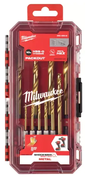 [4932493865] Milwaukee Foret à métaux SHOCKWAVE HSS-G Ti. set (3/3,5/4/4,5/5/6/7/8/9/10)
