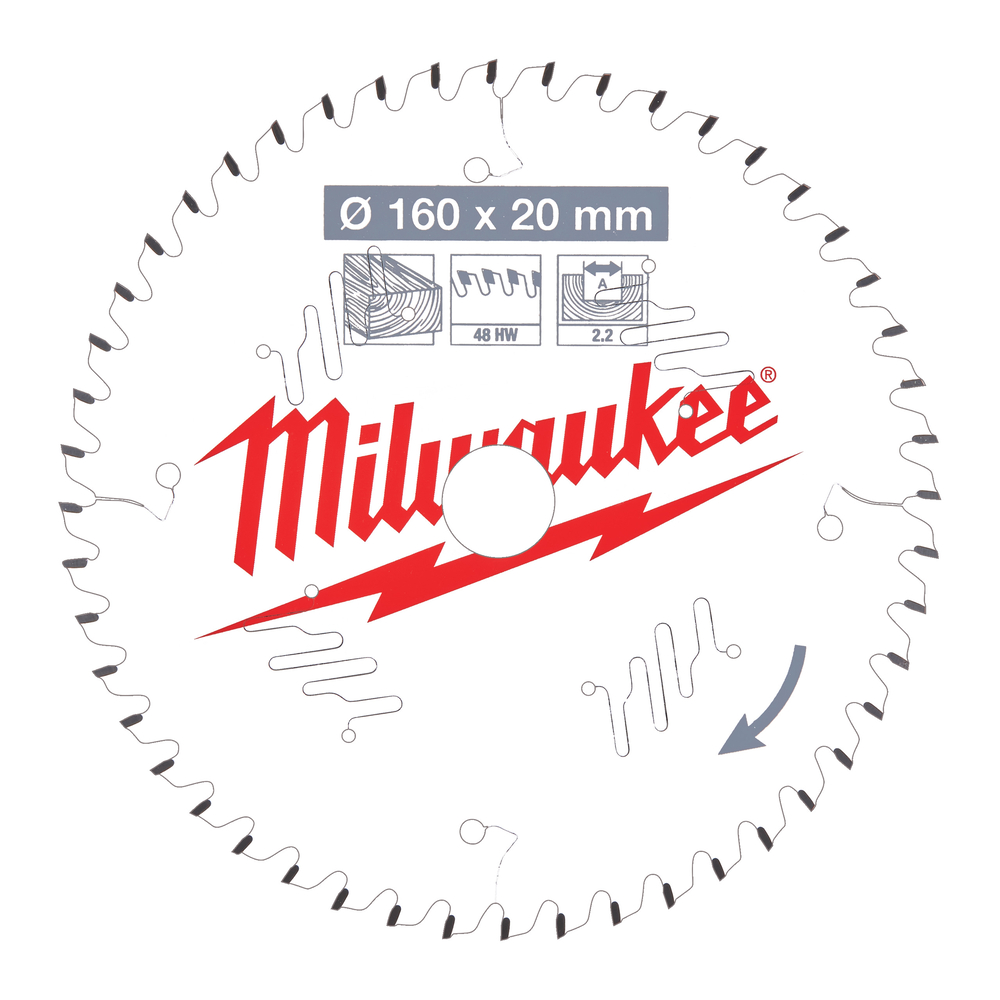 Milwaukee Lame de scie circulaire P L 160x20x2,2x48ATB