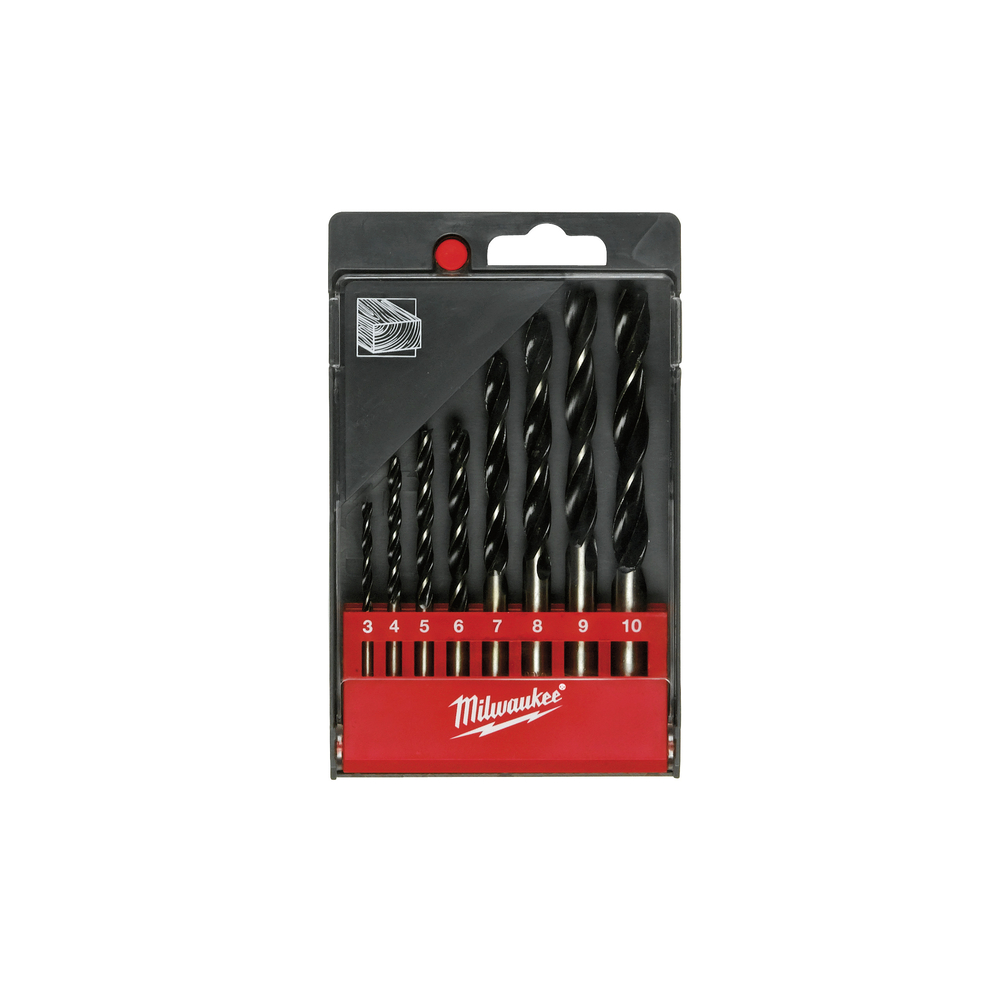 [4932352466] Milwaukee Set de forets à bois dans coffret plastique (8 pièces)