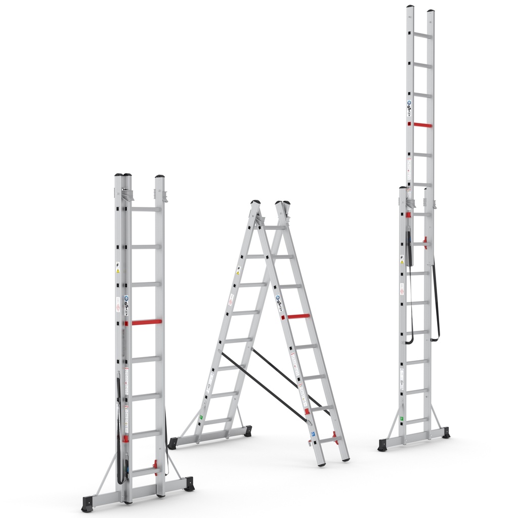 [TSA5] Dubbele alu ladder TSA 2×8 sporten