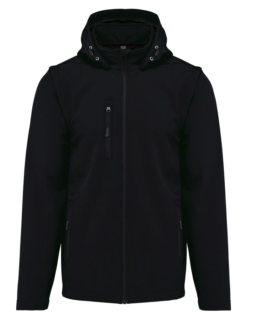K422 - Veste Softshell 3 couches à capuche avec manches amovibles unisexe